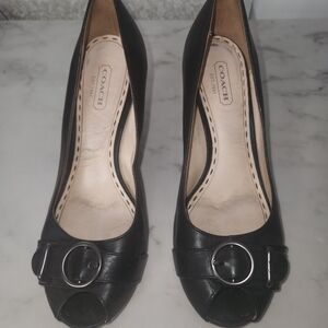 Coach Black Peep-Toe Women's Shoes